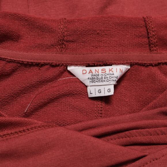 Danskin Tapered Terry Pullover Hoodie with Thumbholes Dark Rose Red Size L - Picture 7 of 10